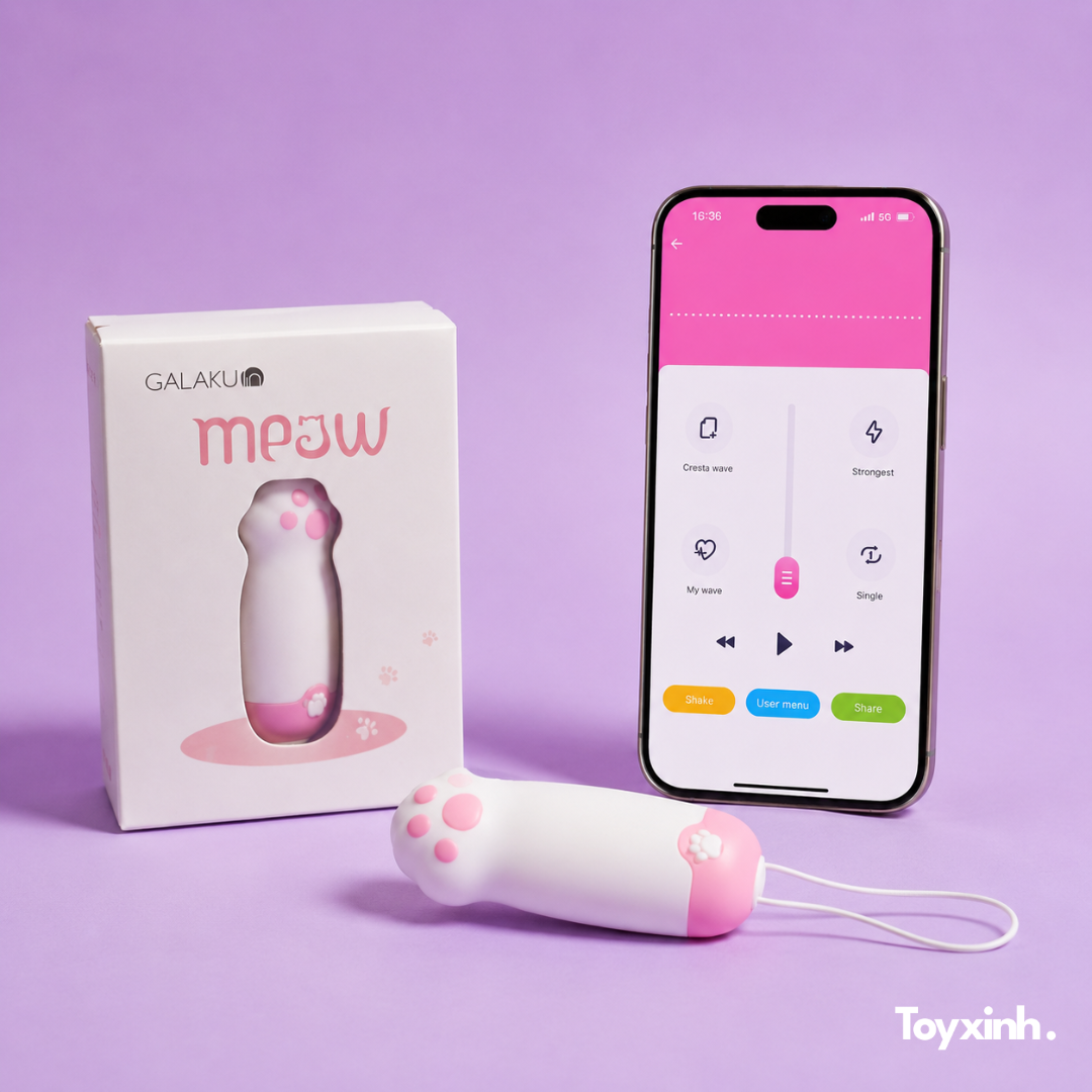 TRỨNG RUNG NGỤY TRANG CHÂN MÈO NAOMI ĐIỀU KHIỂN TỪ XA QUA APP 20 CHẾ ĐỘ