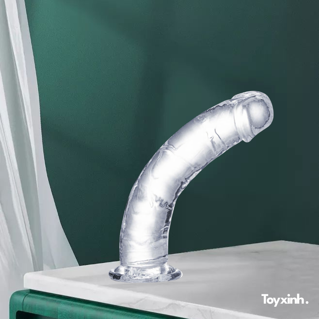 DILDO TRONG SUỐT GLEAM DILDO MỀM DẺO SIZE 15CM TÚI OTP