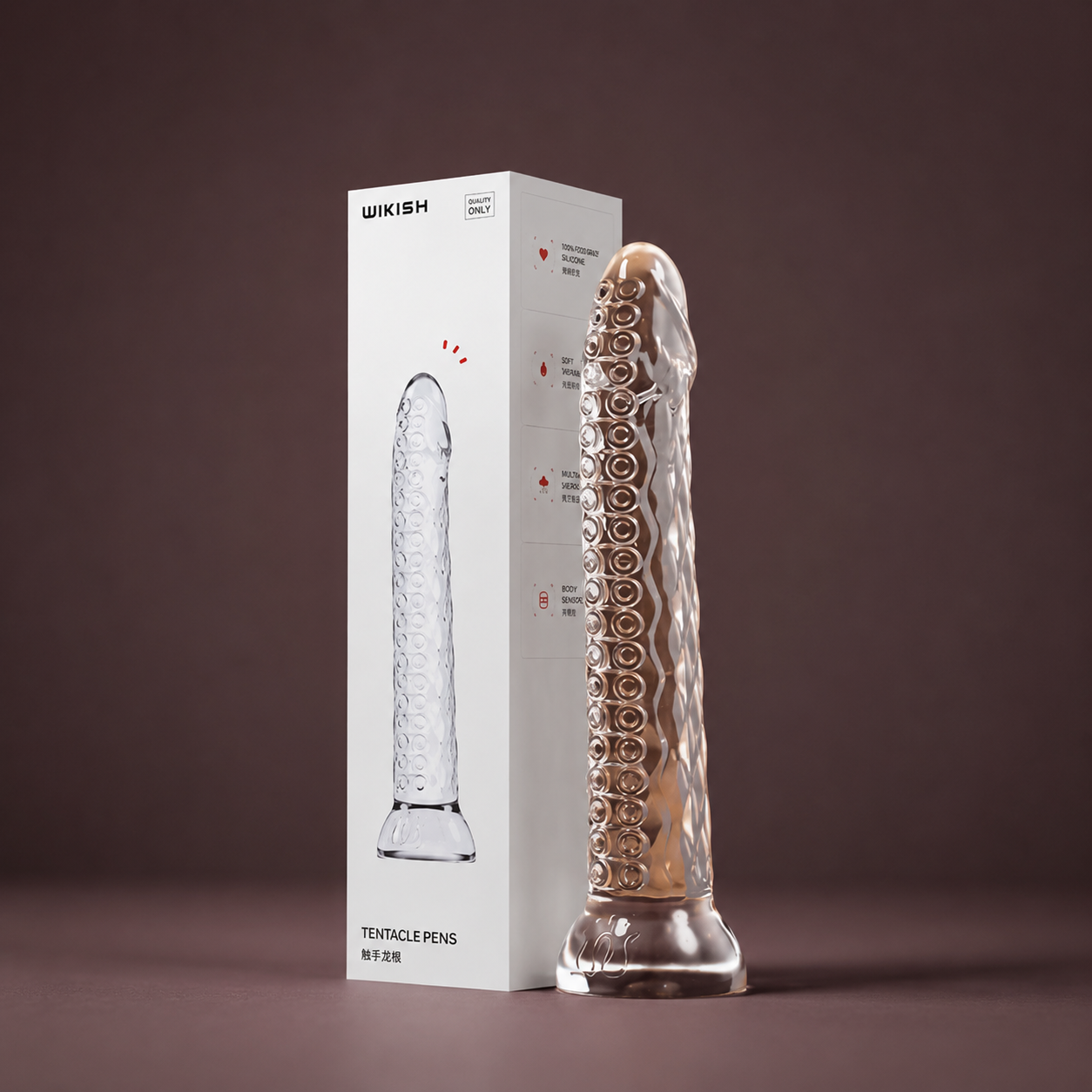 DILDO TRONG SUỐT CRYSTALIS OCTO VÂN XÚC TU TĂNG CẢM GIÁC SIZE 15.5CM